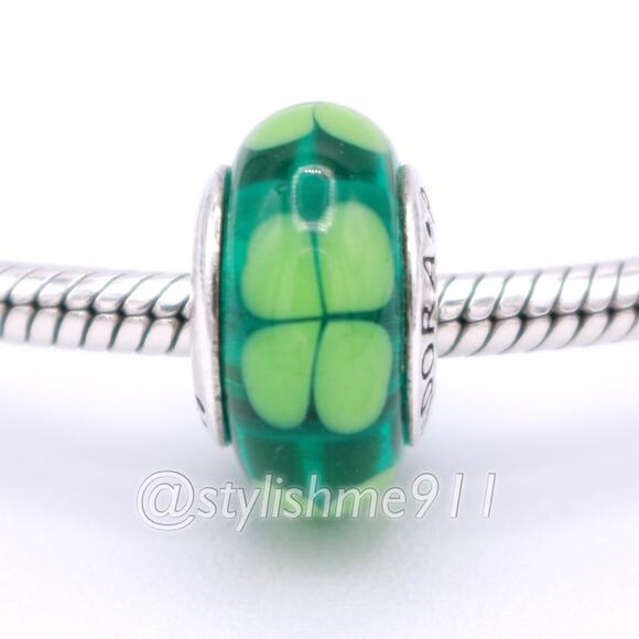 Pandora Jewelry - Authentic Pandora Kiss Me, I'm Irish Murano Glass Charm